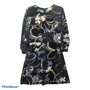 Ann Taylor LOFT Sz 12 Navy Blue White Floral Dress